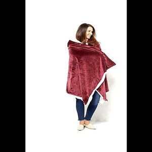Peace Love World 40" x 70" Hooded Throw with Leather Patch Burgundy